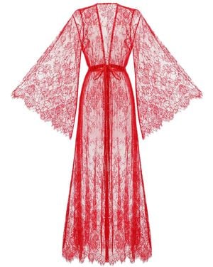 KÂfemme Sexy Lingerie Peignoir Lace Kimono Robe - Red