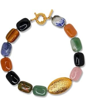 Jaredjamin Earthen Elegance Gemstone Necklace - Metallic