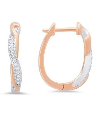 Kylie Harper Sterling Two-Tone Diamond Cz Swirling Hoop Earrings - White
