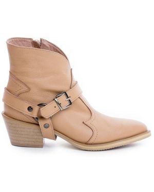 The 5Th Element Neutrals Bronx Western Boots – Nude Leather - Natural