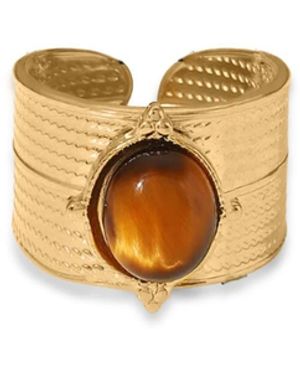 VIEA Sola Tiger Eye Ring - Metallic