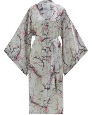 Peraluna Blossom Satin Kimono Stone Color - Gray
