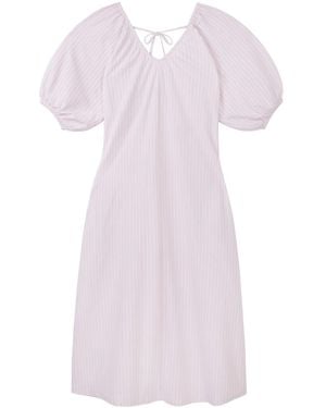 Mamu Dream Boho Brushed Organic Cotton Jersey Striped Nightdress - Purple