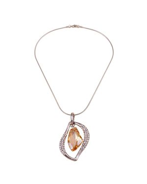 Modenaire Topaz Crystal Open Frame Pendant Necklace - Metallic