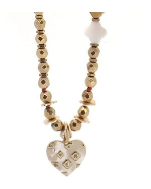 Ebru Jewelry Sacred Heart Mother Of Pearl Long Necklace - Metallic