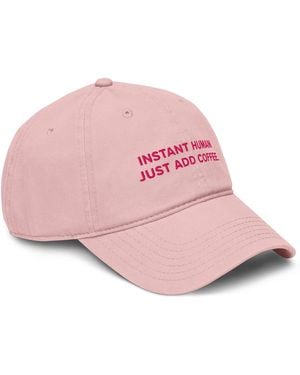 Anchor and Crew Rose Gustatory Instant Human Just Add Coffee. Cotton Embroidered Cap - Pink