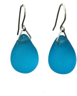 Laura Daili Sky Haze Glass Earrings - Blue