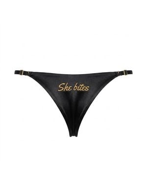 Made for It She Bites Teeny Kini Bottoms - Black