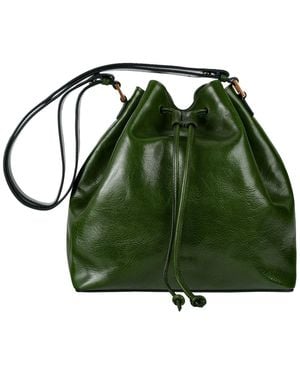 Time Resistance Leather Bucket Bag For - Green