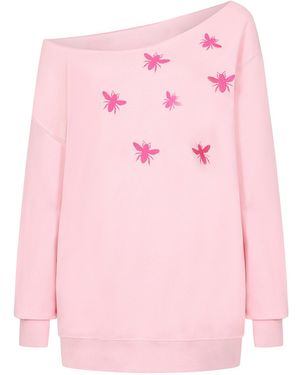 James Steward Embroidered Bee Oversized Sweatshirt - Pink