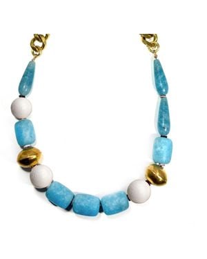 Rachel Nathan Matte Aqua Stone & Sponge Fossil Coral Necklace - Blue