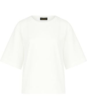 Conquista Oversized Mercerized Cotton T-Shirt With Elbow-Length Sleeves - White