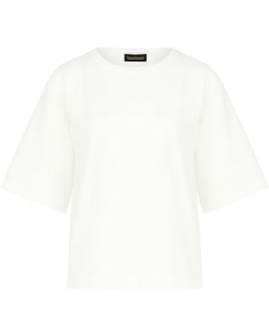 Conquista Oversized Mercerized Cotton T-Shirt With Elbow-Length Sleeves - White