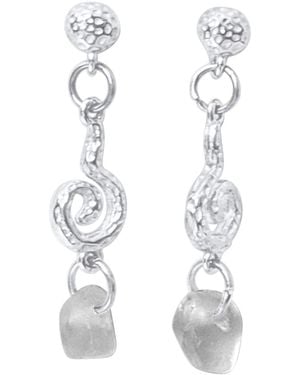 Glassy Skumspiral Earrings - White