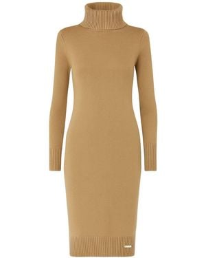 Hortons England Neutrals Stirling Roll Neck Knit Dress - Natural