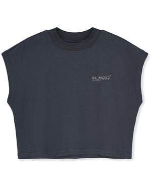 Sea_Washed Organic Cotton Cropped Tee, -Blu - Blue