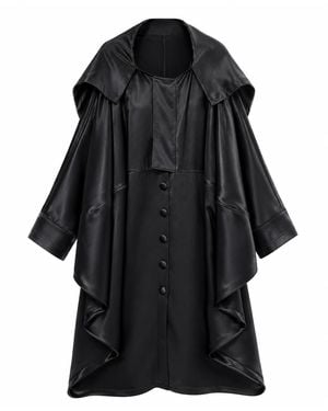 Belsize25 Silent Mode Series – Oversized Fluid Acetate Trench Coat - Black