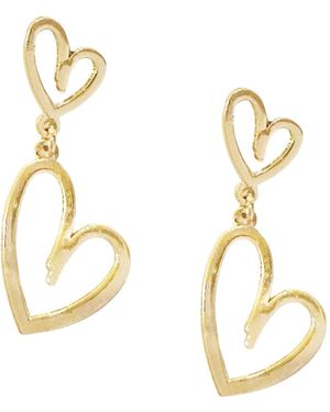 Maison De Gala Golden Double-Heart Drop Earrings - Metallic