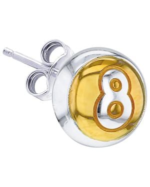 True Rocks 2 Tone 18Kt-Plated & Sterling 8 Ball Stud - Metallic