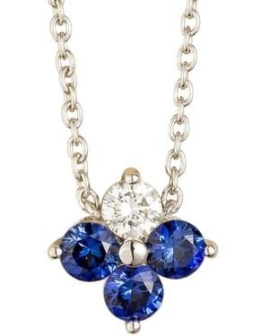 Juvetti Clover Sapphire & Diamond Necklace - Blue