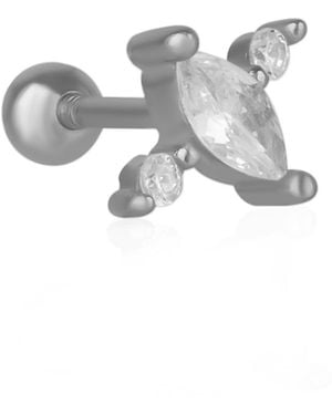 Spero London Sterling Marquise Stud Piercing Single Earring - White