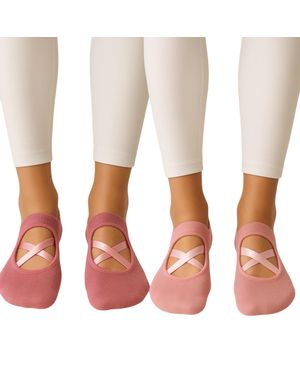 HIGH HEEL JUNGLE by KATHRYN EISMAN Pilates Grip Socks - White