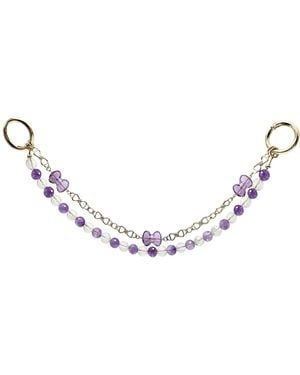 Farra Amethyst And Quartz With Bowknot Amethyst Double Layers Bag Charm - Metallic
