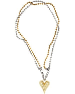 Kirei Chrome Devotion – Limited Edition Heart & Chain Necklace - Metallic
