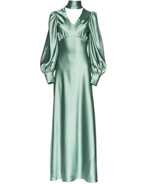 Vasiliki Atelier Morgan Full-Sleeve Silky Dress Sea Foam - Green