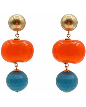 Michael Nash Jewelry Analise Triple And Resin Pierced Earrings - Orange