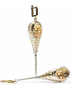 German Kabirski Likka Plated Asymmetric Earrings With Cultured Pearl - Metallic