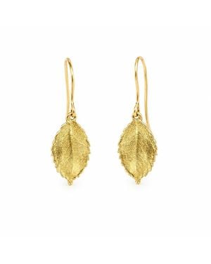 Mother Nature Jewelry Rose Leaf Dangles, Handmade Minimalist Earrings - Metallic