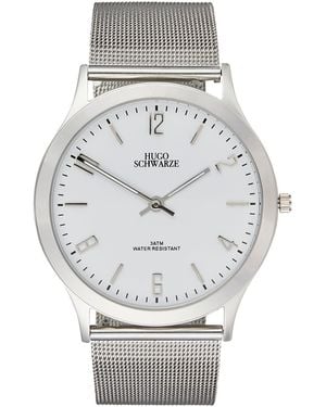 Bermuda Watch Company Hugo Schwarze Theodore Silver Navy & Black Slim Interchangeable Mens Watch - Metallic