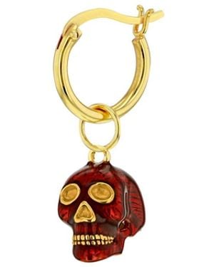 True Rocks Red & 18kt Gold-plated Mini Skull Charm On Gold Hoop - White