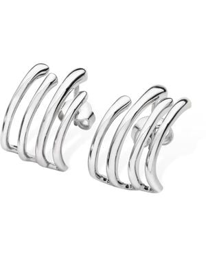 Lucy Quartermaine Solid Sterling Waterfall Four Hoop Studs - White