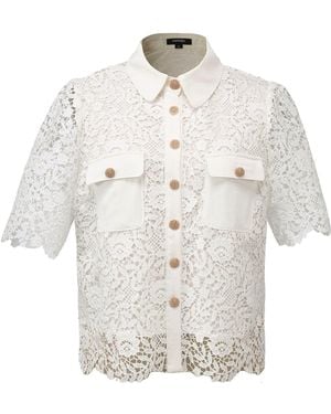 Smart and Joy Lace And Center Buttons Shirt - White