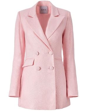 Lita Couture Double-Breasted Blazer - Pink