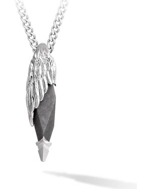 AWNL Seraph Wing Obsidian Necklace-Stainless - Metallic