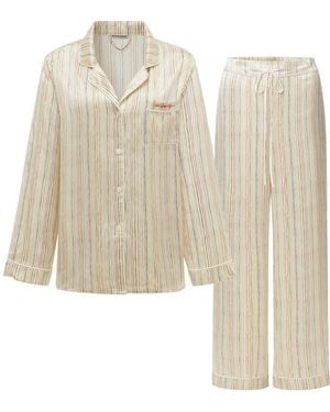 NOT JUST PAJAMA Little Heart Classic Silk Pyjama Long Set - Natural