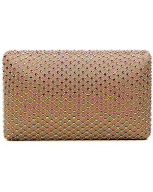Simitri Neutrals Linen Fishnet Clutch - Brown
