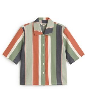 Thinking Mu Striped Printed Blouse Ane - White