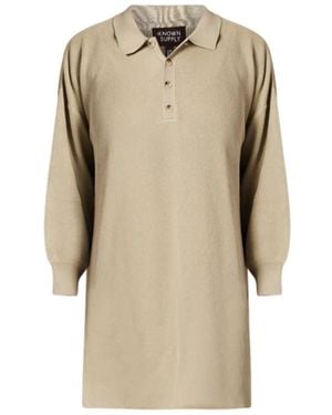 Known Supply Collared Button Jumper Dress - Natural