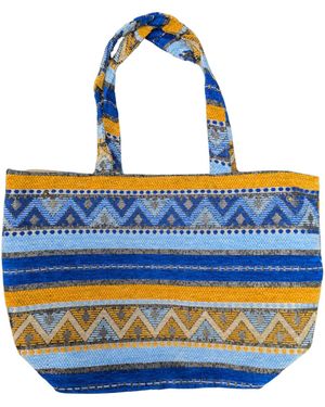 Berber Leather The Nador Large Expandable Fabric Tote - Blue