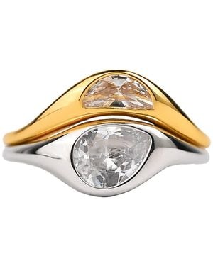Zynnia Collective Two Tone Double Ring Set - Metallic