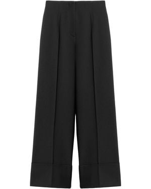 Nocturne Cuffed Wide-Leg Trousers - Black
