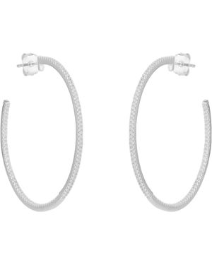 Spero London Sterling Large Stud Hoop Earring With Interior Gemstones - Metallic