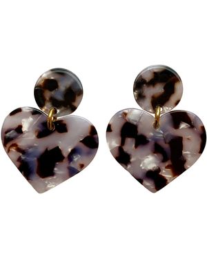 CLOSET REHAB Heart Earrings - Brown