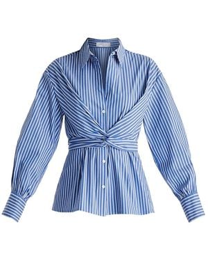 Paisie Wrap Tie Waist Shirt - Blue