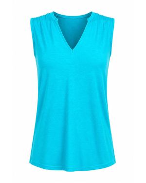 Conquista Aqua Sleeveless V-Neck Top - Blue