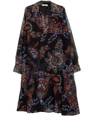 Niza Short Dress With V-Neck - Black